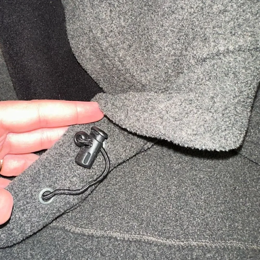 Eddie Bauer Mens Gray Black Fleece Pullover Sweatshirt 1/4th Zip Turtleneck Cozy